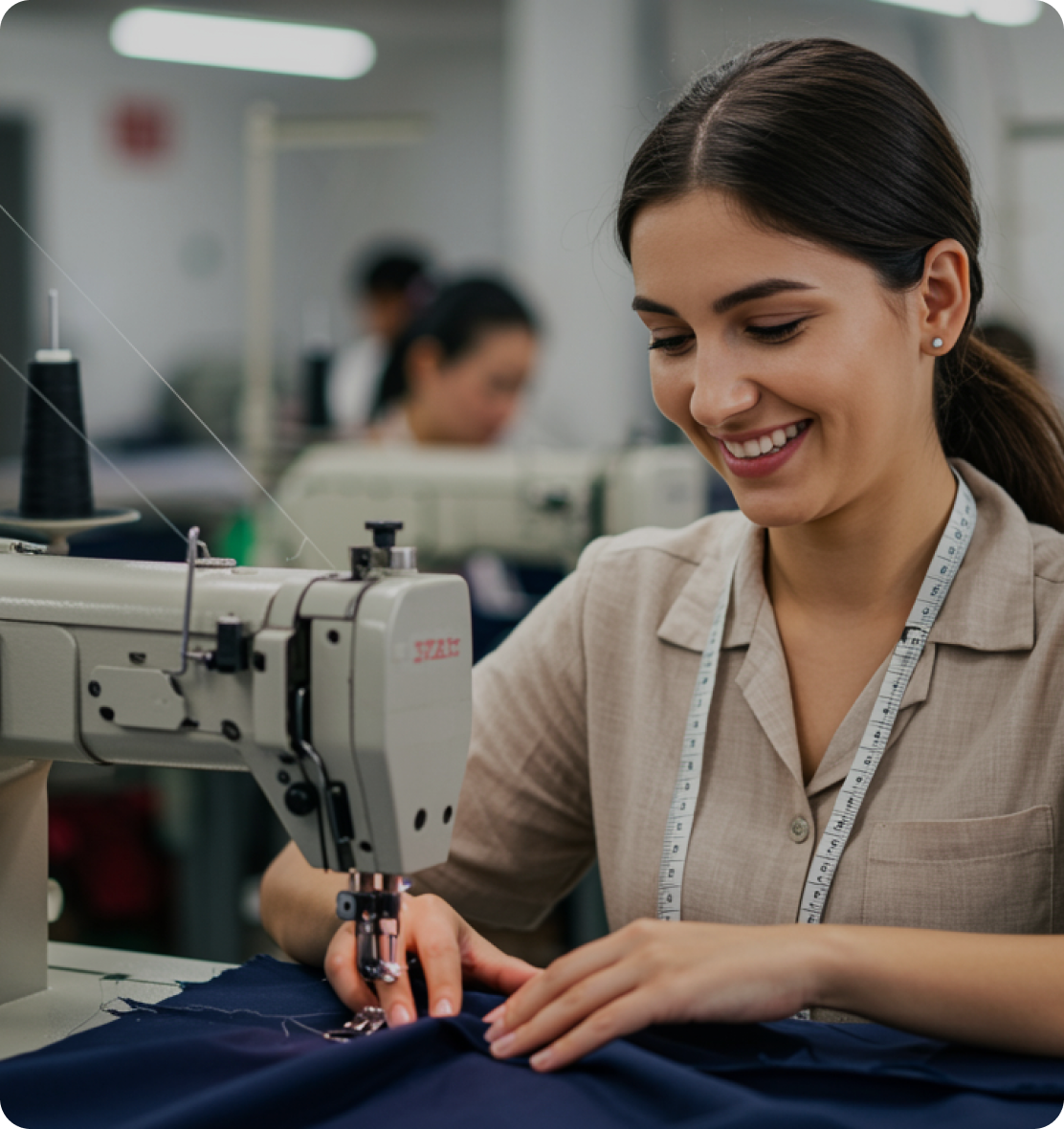 Fashion manufacturing floor representing real factory operations and digital transformation